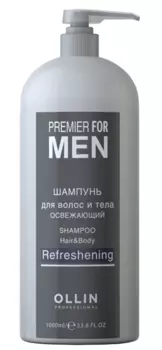 OLLIN PROFESSIONAL Шампунь освежающий для волос и тела, для мужчин / Shampoo Hair & Body Refreshening PREMIER FOR MEN 1000 мл