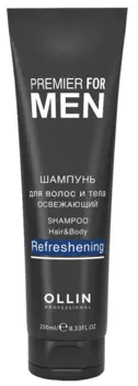 OLLIN PROFESSIONAL Шампунь освежающий для волос и тела, для мужчин / Shampoo Hair & Body Refreshening PREMIER FOR MEN 250 мл