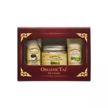 ORGANIC TAI Набор для тела Лемонграсс, кокос и мята (скраб для тела 200 г, масло кокоса холодного отжима 120 мл, экстраувлажняющий крем для ног 60 мл)