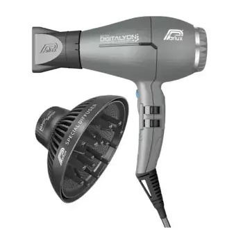 PARLUX Набор фен Digitalyon Glitter Grey серый, 2 насадки + диффузор MagicSense, 2400 Вт