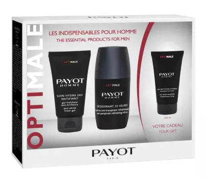 PAYOT Набор подарочный мужской (дезодорант-ролик 75 мл, шампунь и гель для душа 2 в 1 200 мл, освежающий матирующий гель 50 мл) / OPTIMALE