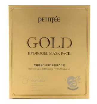 PETITFEE Маска гидрогелевая с коллоидным золотом для лица / Hydrogel Mask Pack 5 шт