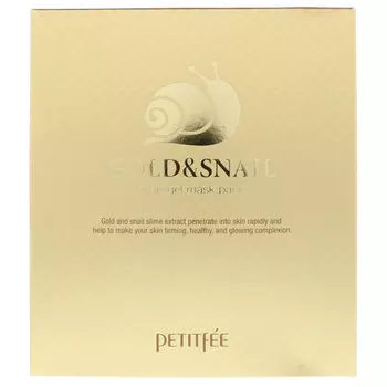PETITFEE Маска гидрогелевая с коллоидным золотом и муцином улитки для лица / Hydrogel Mask Pack 5 шт