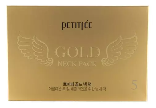 PETITFEE Маска гидрогелевая с золотом для упругой и гладкой кожи для шеи 5 шт