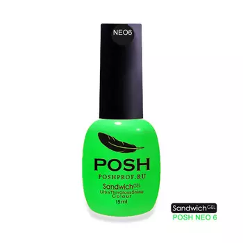 POSH NEO6 гель-лак неоновый на 25 дней Яркая зелень джунглей / SENDVICH GEL UV/LED 15 мл