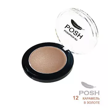 POSH Тени влагостойкие высокопигментированные монохромные мелкодисперсные, № 12 Карамель в золоте 3,5 г