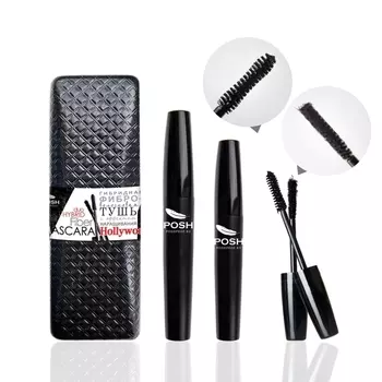 POSH Тушь двойная фибро-волосковая с эффектом наращивания, черный / Hollywood 20 г