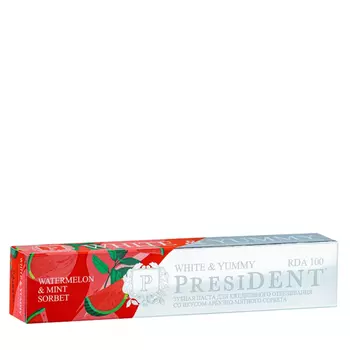 PRESIDENT Паста зубная Арбузно-мятный сорбет / PRESIDENT White & Yummy 75 гр