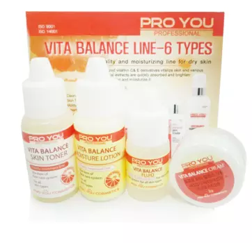 PRO YOU PROFESSIONAL Набор уходовых средств с витаминами, мини (тоник, лосьон, флюид, крем) VITA BALANCE