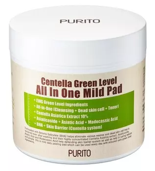 PURITO Пэды увлажняющие с центеллой для очищения кожи / Centella Green Level All In One Mild Pad 70 шт