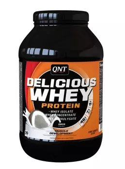 QNT Добавка биологически активная к пище Делишес вей протеин, кокос / Delicious Whey Protein Powder Coco 908 г