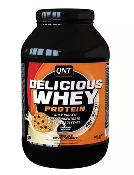 QNT Добавка биологически активная к пище Делишес вей протеин, печенье и крем / Delicious Whey Protein Powder Creamy Cookie 908 г