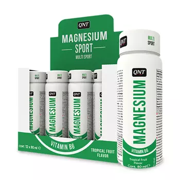 QNT Добавка биологически активная к пище Магний витамин В6, тропические фрукты / Magnesium Vitamin B6 Tropical Fruit flavor 12 х 80 мл