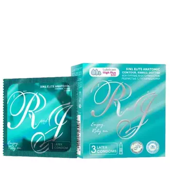 R and J Презервативы контурные анатомические ребристые с пупырышками, натуральный латекс / ELITE 3in1 3 шт