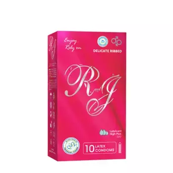 R and J Презервативы ребристые, натуральный латекс / DELICATE R and J 10 шт