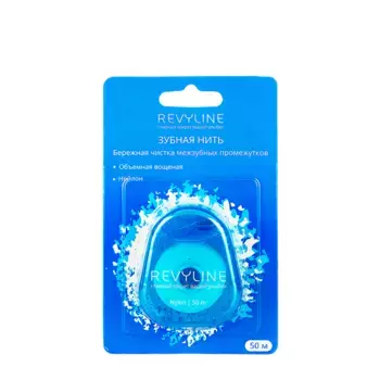 REVYLINE Нить зубная вощеная, нейлон, 50 м, синяя / Revyline