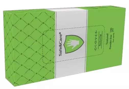 SAFE &amp; CARE Перчатки нитриловые, зеленые (зеленое яблоко), размер М / Safe &amp; Care 100 шт