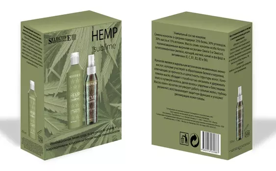 SELECTIVE PROFESSIONAL Набор для волос с маслом семян конопли (шампунь 250 мл + эликсир восстанавливающий 100 мл) HEMP SUBLIME