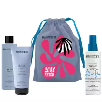 SELECTIVE PROFESSIONAL Набор для волос (шампунь 100 мл + кондиционер 75 мл + маска-спрей 100 мл + мешок для упаковки косметики) ONCARE DAILY