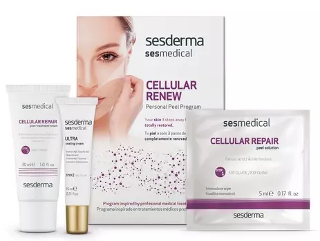 SESDERMA Программа для клеточного восстановления (салфетки 4 шт, Sealing Cream 15 мл, Post-treatment Cream 30 мл) / SESMEDICAL