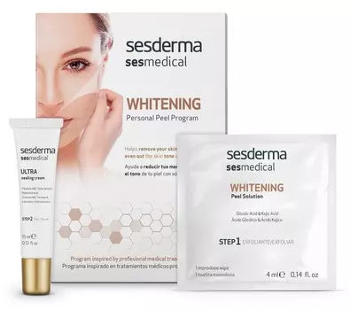 SESDERMA Программа персональная депигментирующая для лица (салфетки 4 шт, Sealing Cream 15 мл) / SESMEDICAL WHITENING Personal peel program
