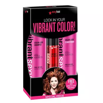 SEXY HAIR Набор (шампунь для сохранения цвета 300 мл + кондиционер для сохранения цвета 300 мл + спрей для создания объема 50 мл)