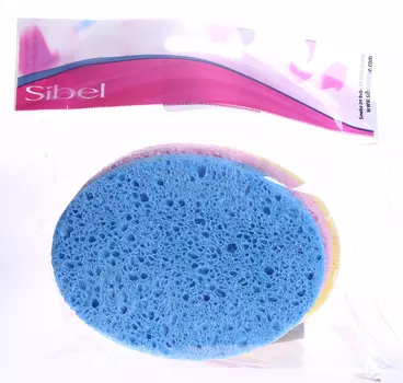 SIBEL Спонжик для снятия макияжа, цветной / Rosa 3 шт