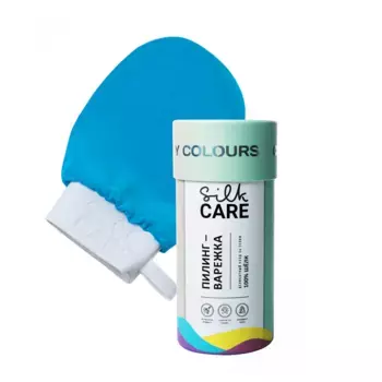 SILK CARE Варежка шелковая для пилинга бирюзовая / Silk Care Crazy Colours