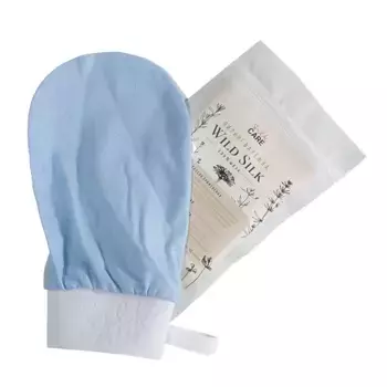 SILK CARE Варежка шелковая для пилинга голубая дойпак / Silk Care Wild Silk