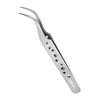 SILVER STAR Пинцет игла с отверстиями, изогнутый / CLASSIC