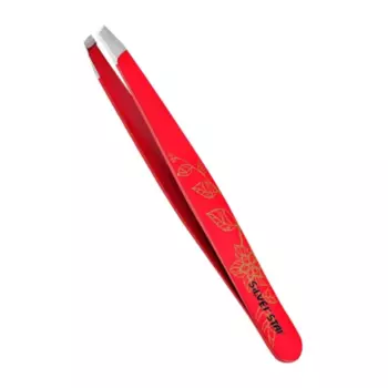 SILVER STAR Пинцет косой цветной, красный с золотым / CLASSIC