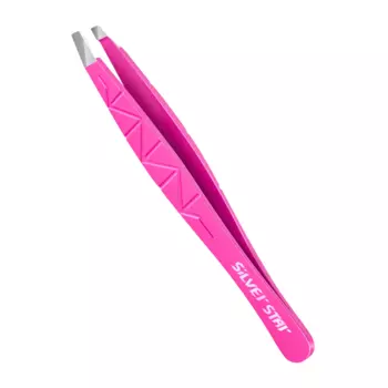SILVER STAR Пинцет косой, геометрический рельеф, фуксия / CLASSIC