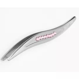 SILVER STAR Пинцет косой изогнутый со стразами / CLASSIC