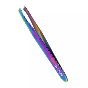 SILVER STAR Пинцет косой, переливающееся покрытие / CLASSIC