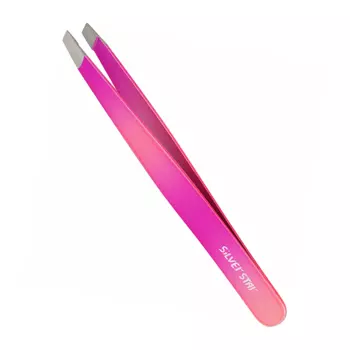 SILVER STAR Пинцет косой, покрытие софт тач, градиент розово-малиновый / CLASSIC
