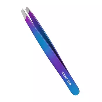 SILVER STAR Пинцет косой, покрытие софт тач, градиент сине-фиолетовый / CLASSIC