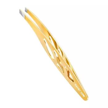 SILVER STAR Пинцет косой с отверстиями, золотое покрытие / CLASSIC