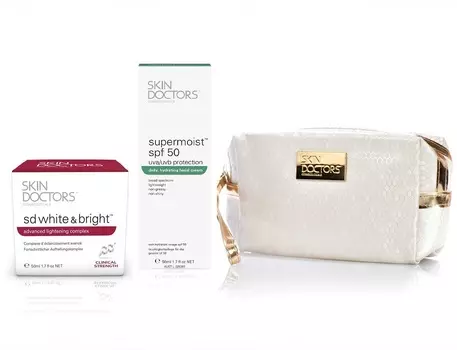 SKIN DOCTORS Набор Отбеливающий эффект для лица (отбеливающий крем 50 мл, солнцезащитный крем 50 мл, косметичка)