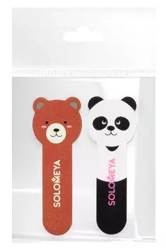 SOLOMEYA Набор для натуральных и искусственных ногтей (пилка Медвежонок и полировщик для ногтей Маленькая панда)