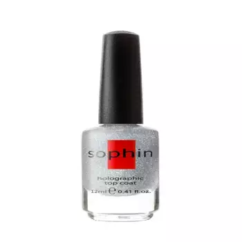 SOPHIN Покрытие верхнее с голографическими частицами, серебро / TOP COAT GOLOGRAPHIC SILVER 12 мл