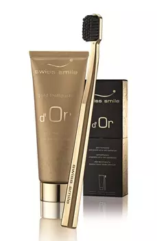 SWISS SMILE Набор (гелеобразная зубная паста 75 мл и ультра-мягкая позолоченная зубная щетка) D’Or