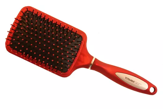 TITANIA Щетка массажная большая, велюровое покрытие, красная (1629)