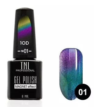 TNL PROFESSIONAL 01 гель-лак для ногтей Кошачий глаз 10D, голубой аквамарин 6 мл
