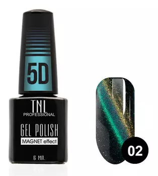 TNL PROFESSIONAL 02 гель-лак для ногтей Кошачий глаз 5D, травянисто-каштановый 6 мл