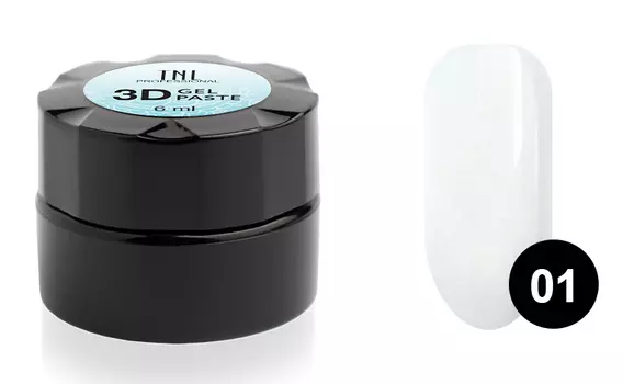 TNL PROFESSIONAL Гель-паста 3D для дизайна ногтей, 01 белая 6 мл