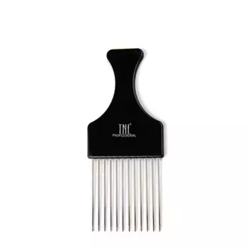 TNL Professional Гребень TNL для моделирования прически с металлическими зубьями, с квадратной ручкой, средний черный