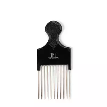TNL Professional Гребень TNL для моделирования прически с металлическими зубьями, с круглой ручкой, средний черный