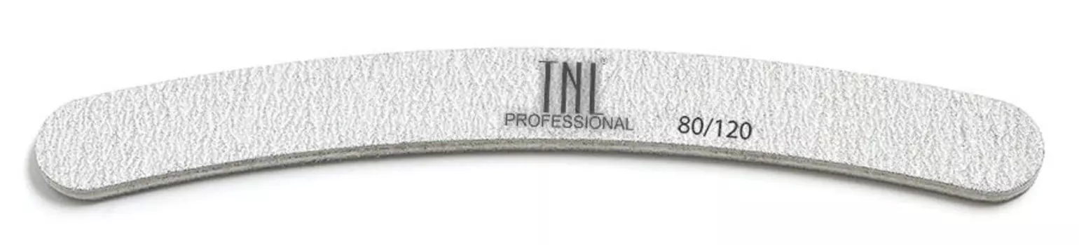 TNL PROFESSIONAL Пилка бумеранг для ногтей 80/120, серая (в индивидуальной упаковке)