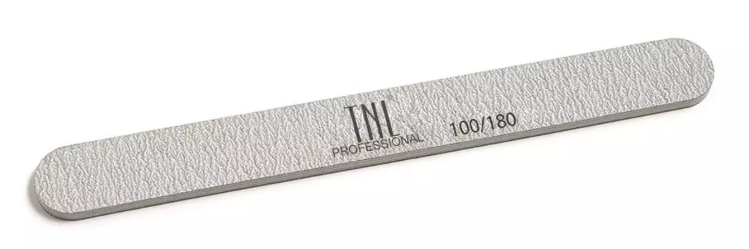 TNL PROFESSIONAL Пилка узкая для ногтей 100/180, серая (в индивидуальной упаковке)