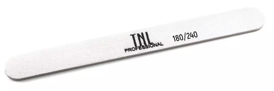 TNL PROFESSIONAL Пилка узкая для ногтей 180/240, белая (в индивидуальной упаковке)